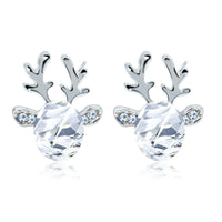 Christmas Reindeer Stud Earrings | Festive Women's Jewellery-WHITE SILVER-State of Style