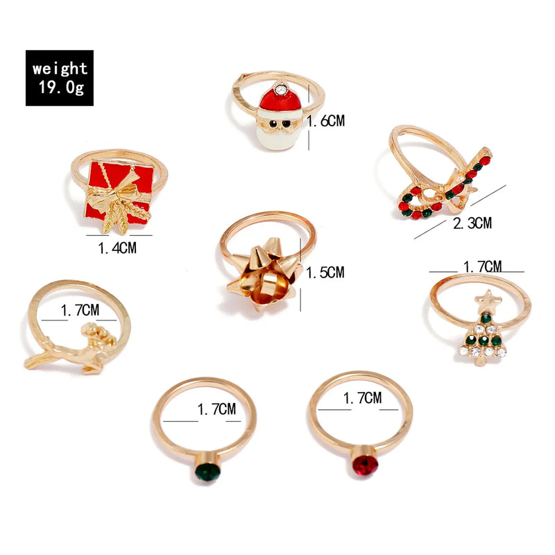 Christmas Ring Set | 8 Pieces-State of Style