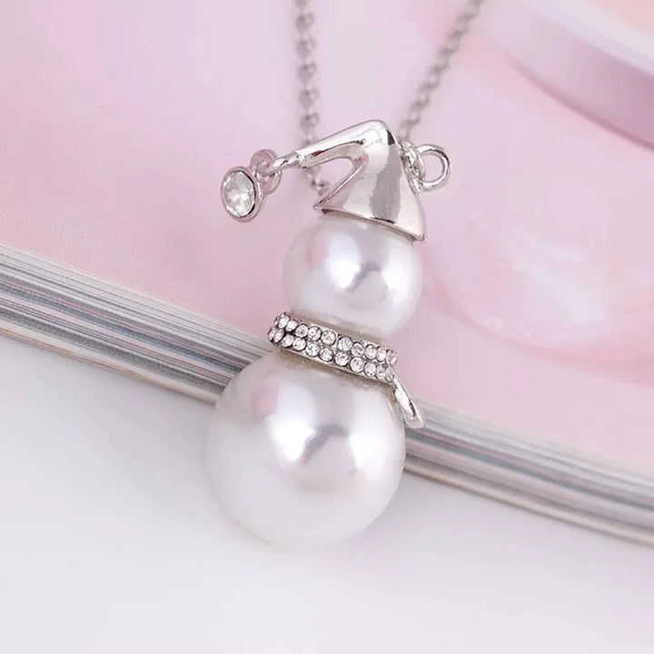CHRISTMAS SNOWMAN PEARL NECKLACE | Festive Women's Jewellery | Holiday Cheer-GOLD-State of Style