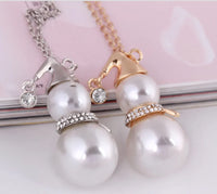 CHRISTMAS SNOWMAN PEARL NECKLACE | Festive Women's Jewellery | Holiday Cheer-GOLD-State of Style