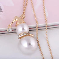 CHRISTMAS SNOWMAN PEARL NECKLACE | Festive Women's Jewellery | Holiday Cheer-GOLD-State of Style