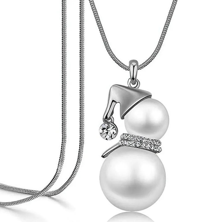 CHRISTMAS SNOWMAN PEARL NECKLACE | Festive Women's Jewellery | Holiday Cheer-GOLD-State of Style