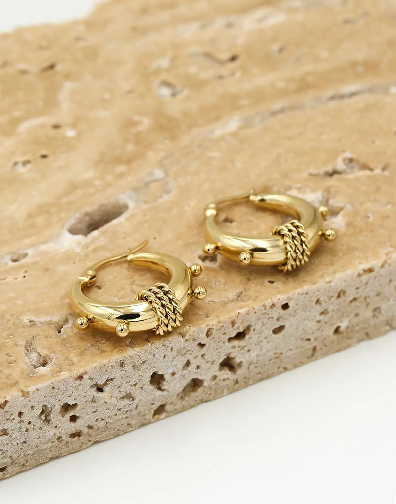 Chunky Bali-Style Earrings-Gold-State of Style