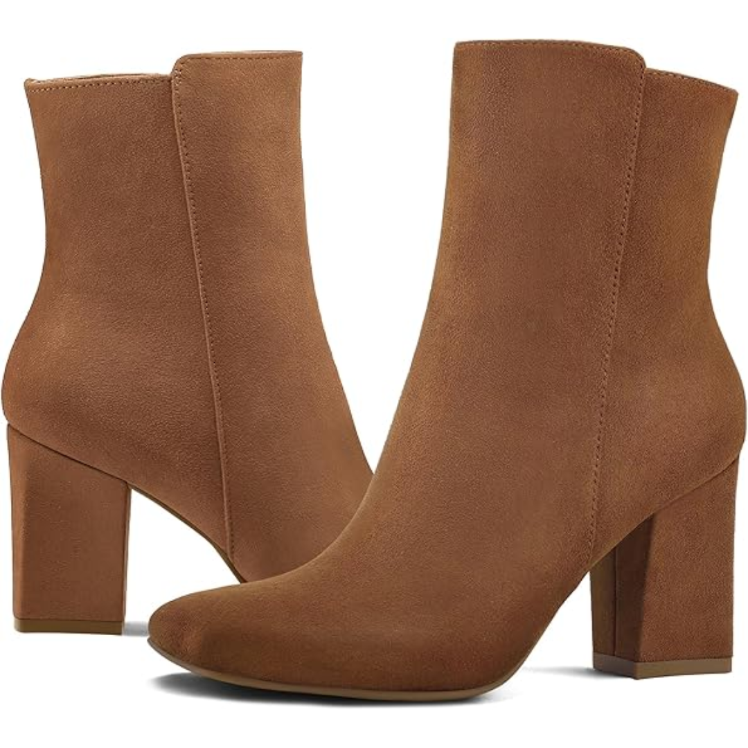 Chunky Block Heel Ankle Boots - Jamie-Black PU-3-State of Style