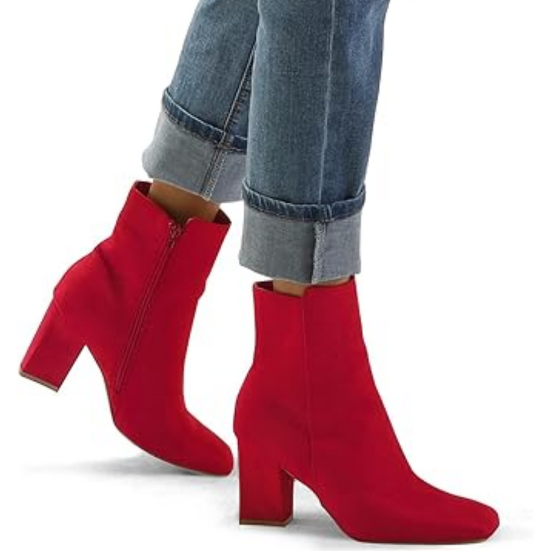 Chunky Block Heel Ankle Boots - Jamie-Black PU-3-State of Style