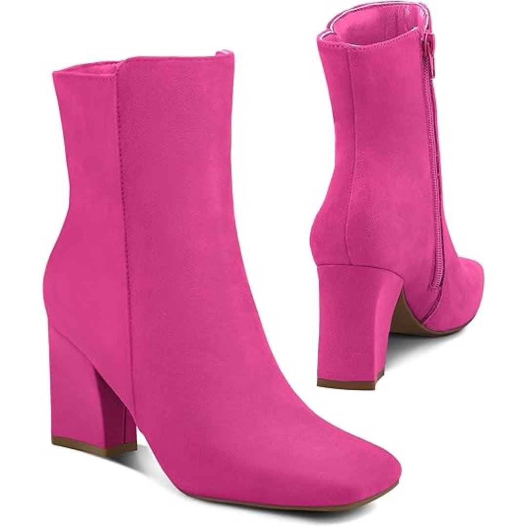 Chunky Block Heel Ankle Boots - Jamie-Black PU-3-State of Style