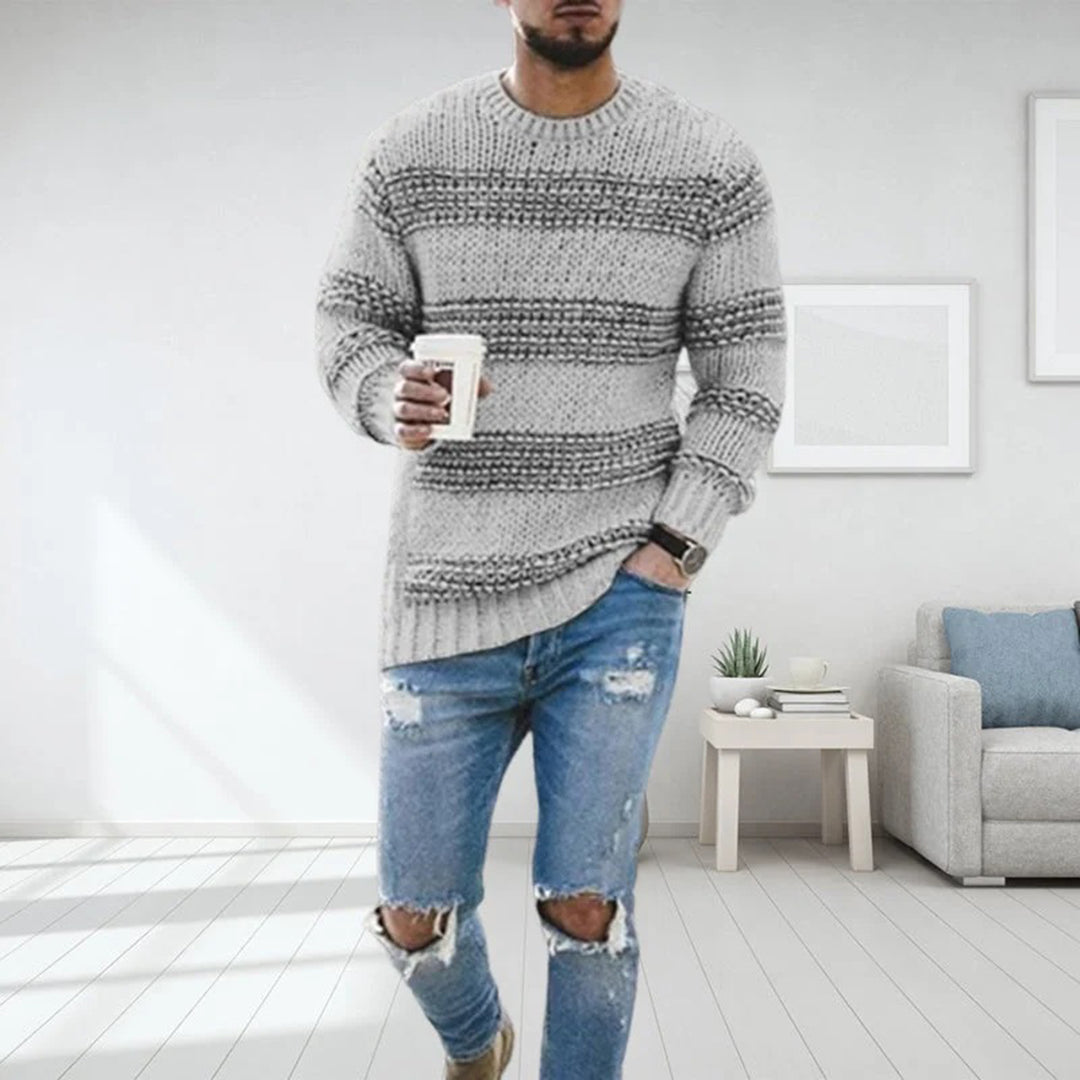 Chunky Knit Scandinavian Men's Sweater - Arvid-Grey-S-State of Style