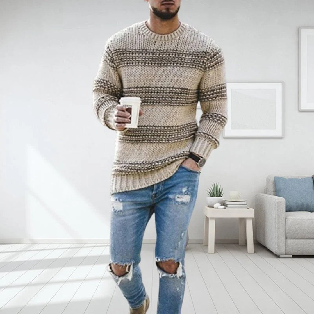 Chunky Knit Scandinavian Men's Sweater - Arvid-Khaki-S-State of Style