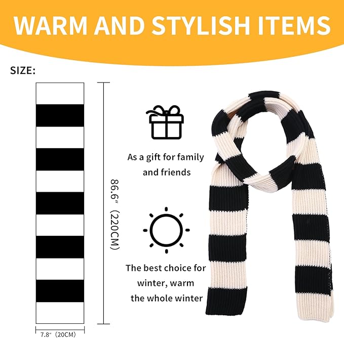 Chunky Knitted Striped Men's Scarf - Chris-Black/Grey-State of Style