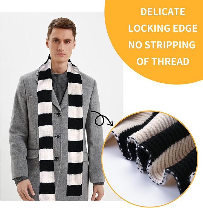 Chunky Knitted Striped Men's Scarf - Chris-Black/Grey-State of Style