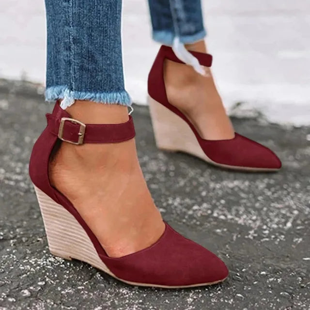 Claire - Orthopedische Zwarte Sleehakken-Rood-34-State of Style