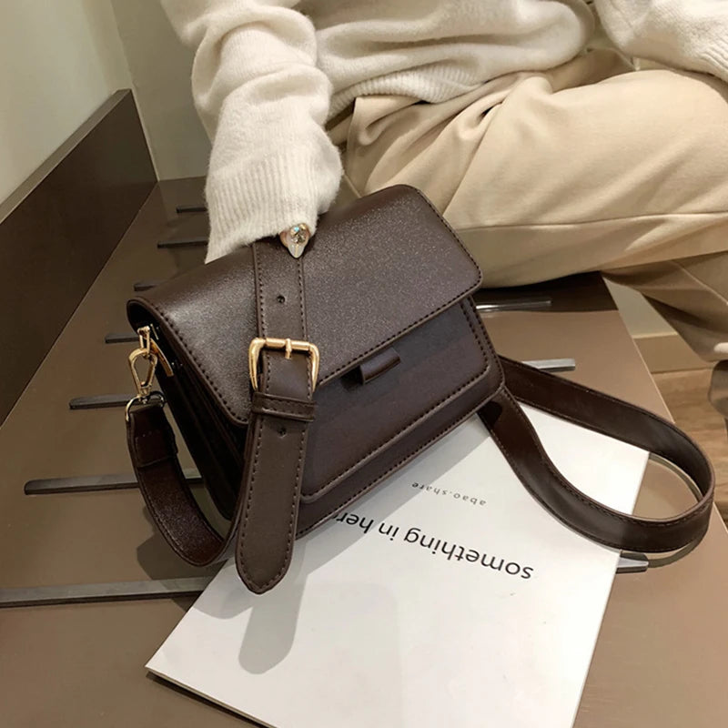 Clara Traditional Bag – Lightweight PU Leather Shoulder Bag-Coffee-State of Style