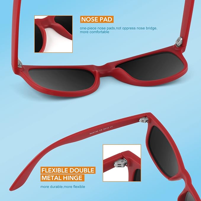 Classic 80's Retro Polarised Sunglasses - Jamie-Matte black frame | Amber Scarlet Mirror Lens-State of Style