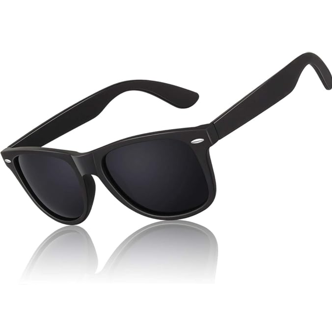 Classic 80's Retro Polarised Sunglasses - Jamie-Matte black frame | Smoke-coloured lens-State of Style