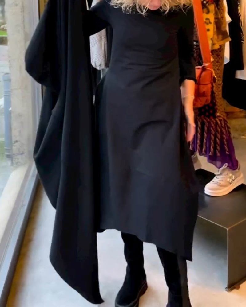 Classic Black Midi Dress - Sofia-S-State of Style