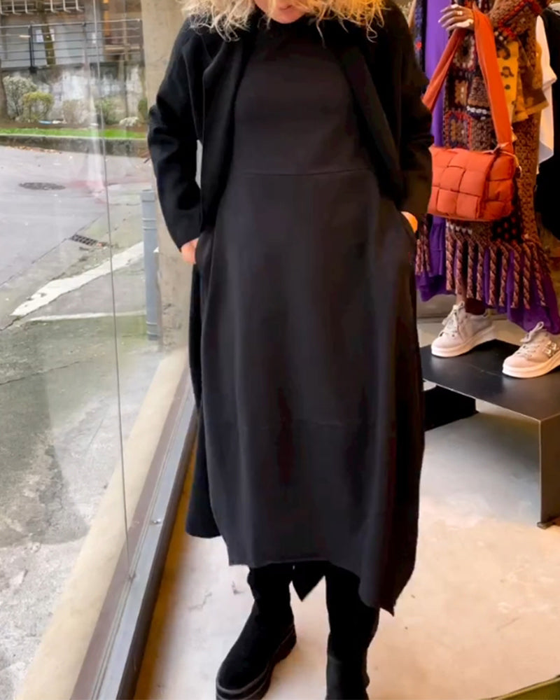 Classic Black Midi Dress - Sofia-S-State of Style