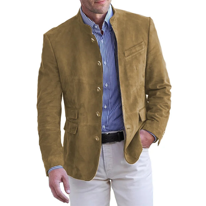 Classic Button-Down Jacket for Men – Magnus-Khaki-S-State of Style