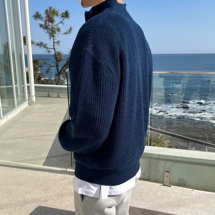 Classic Half-Zip Men’s Sweater - Arthur-Blue-XS-State of Style