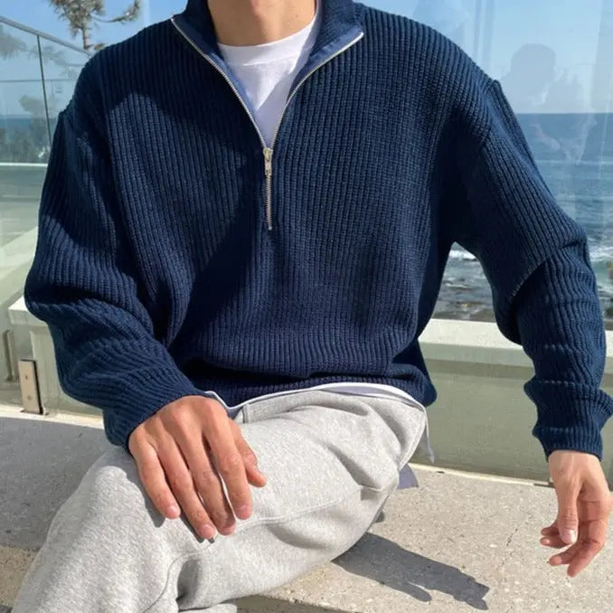 Classic Half-Zip Men’s Sweater - Arthur-Blue-XS-State of Style