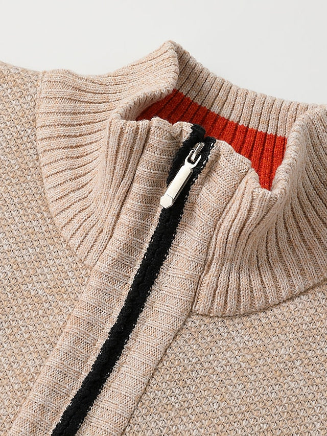 Classic Knitted Men's Sweater - Oscar-Khaki-M-State of Style