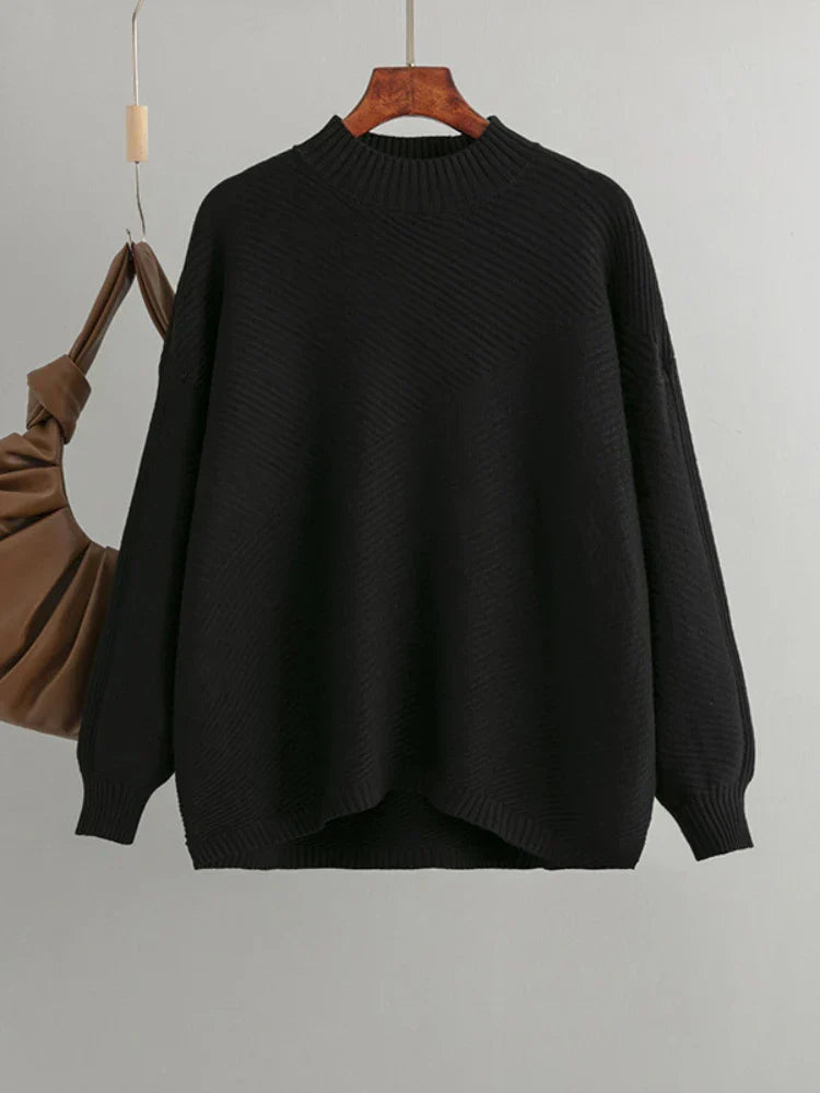 Classic Knitted Women's Sweater - Evelina-Black-State of Style