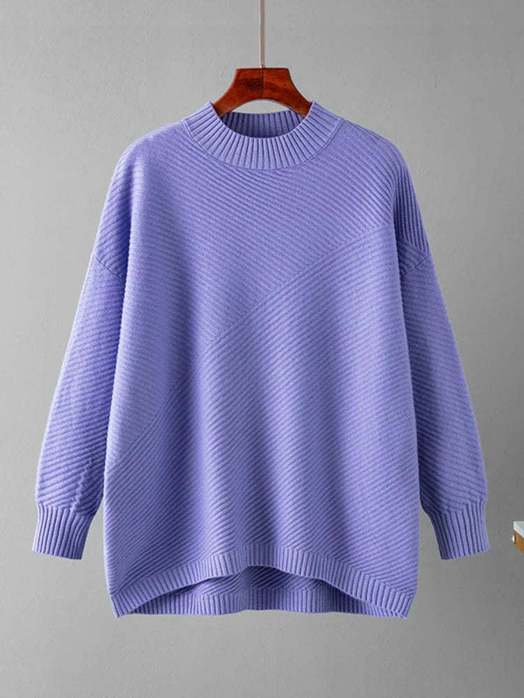 Classic Knitted Women's Sweater - Evelina-Purple-State of Style