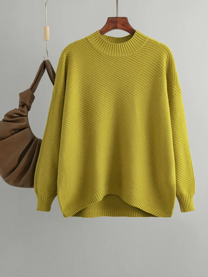 Classic Knitted Women's Sweater - Evelina-Yellow-State of Style