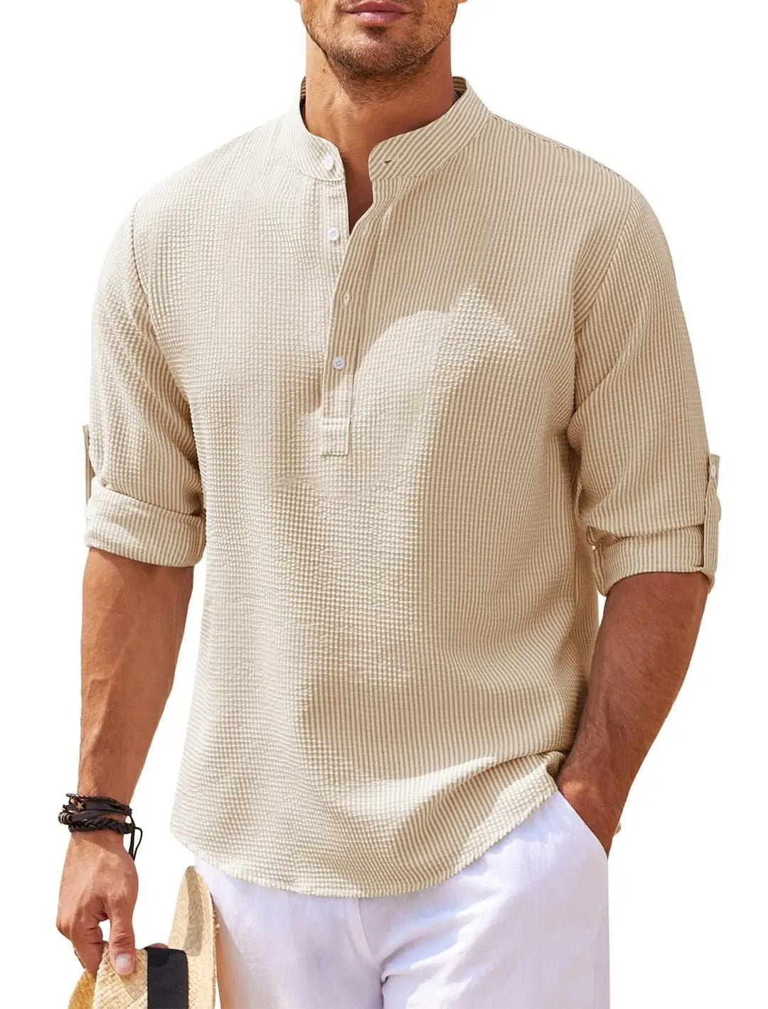 Classic men's shirt with a relaxed fit – Lennox-Khaki-S-State of Style