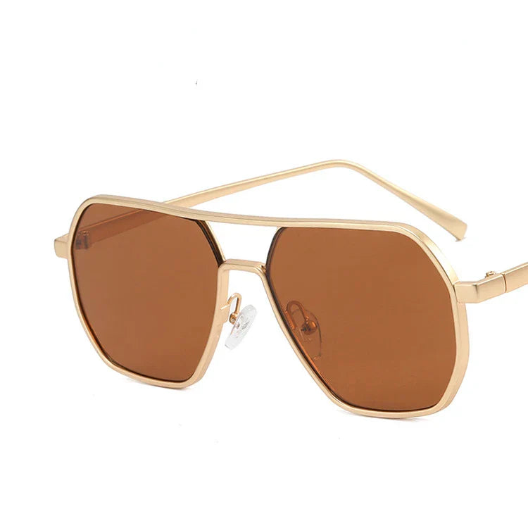 Classic men's sunglasses with metal frame & UV400 protection – Matteo-Golden brown-State of Style
