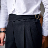 Classic Men's Trousers with Buckle - Oliver-Dark Blue-XS-State of Style