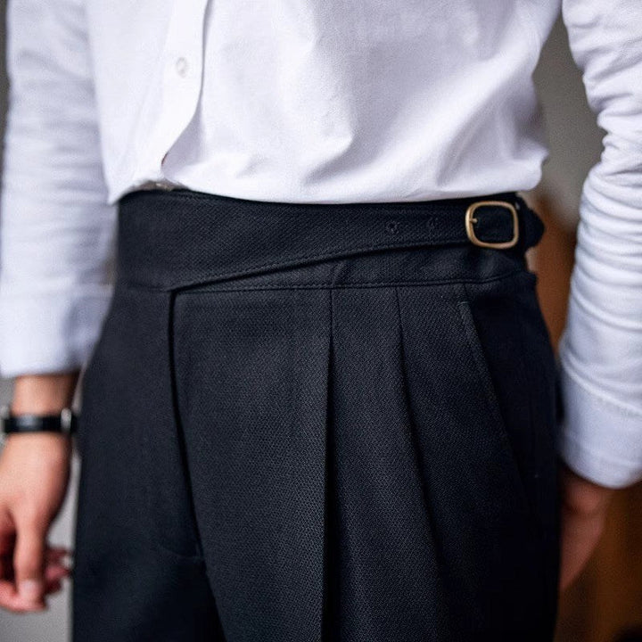 Classic Men's Trousers with Buckle - Oliver-Dark Blue-XS-State of Style