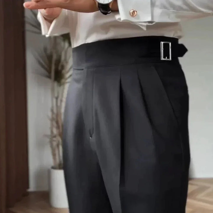 Classic Men's Trousers with Buckle - Oliver-Dark Blue-XS-State of Style
