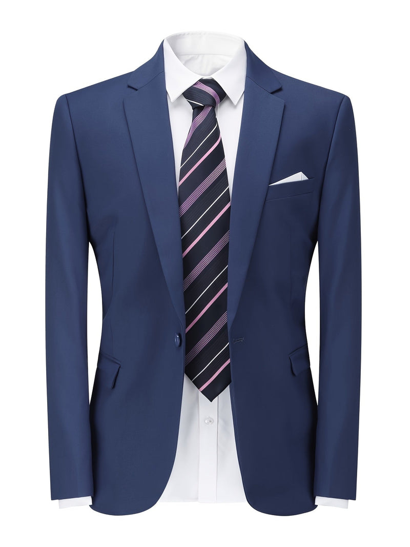 Classic Plain Men's Blazer - Floris-Dark Blue-XS-State of Style