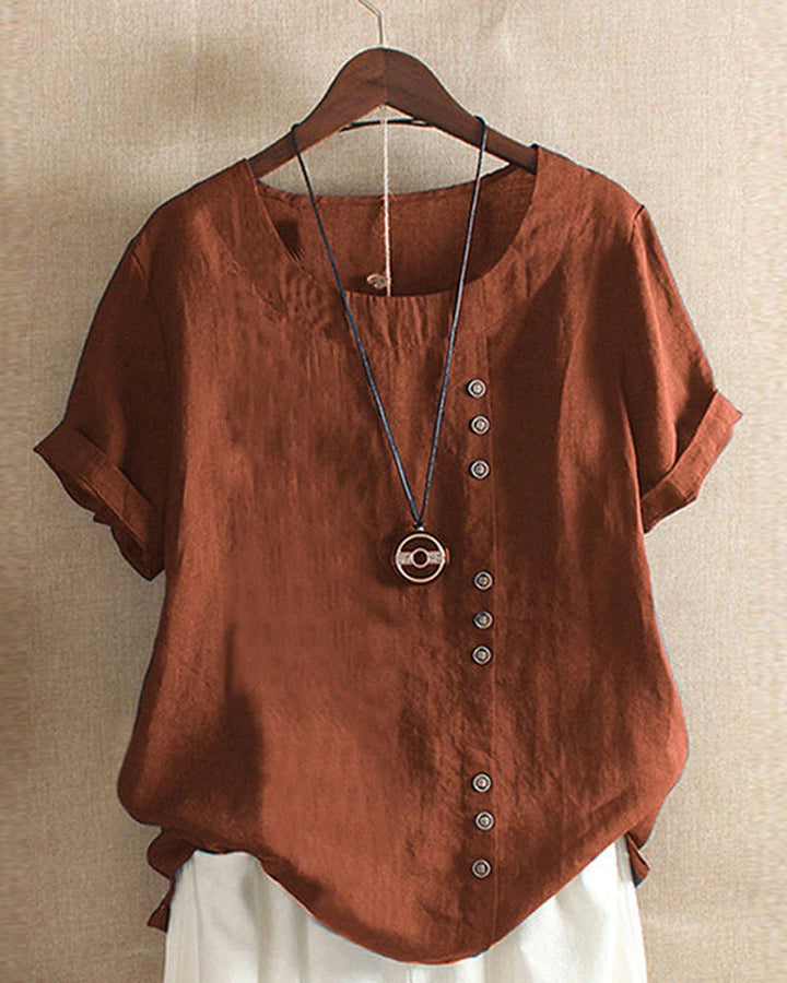Classic Plain Short Sleeve Crew Neck T-shirt - Emma-Brown-S-State of Style