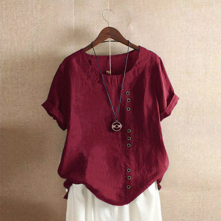 Classic Plain Short Sleeve Crew Neck T-shirt - Emma-Burgundy-S-State of Style