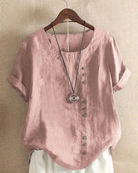 Classic Plain Short Sleeve Crew Neck T-shirt - Emma-Pink-S-State of Style