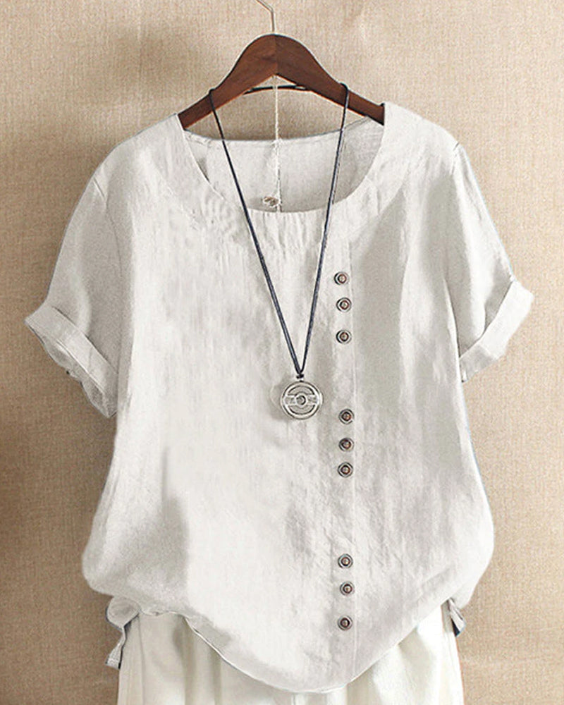 Classic Plain Short Sleeve Crew Neck T-shirt - Emma-White-S-State of Style