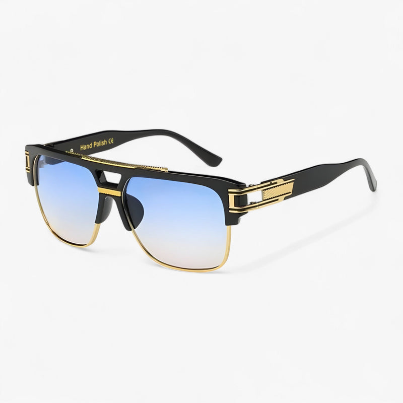 Classic Unisex Mirror Sunglasses – Lynor-Black Light Blue-State of Style