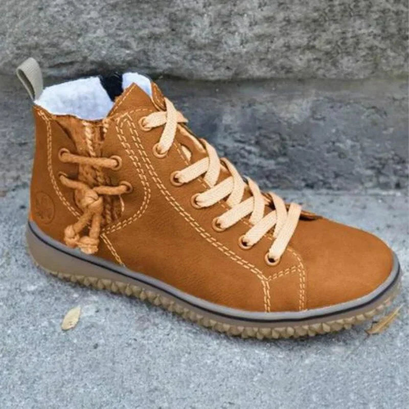 Classical Vintage Leather Winter Boots for Women - Sofia-Brown-3-State of Style