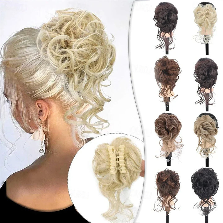 Clip with Hair Extension for Wavy Bun – CurlClip-Dark brown-State of Style