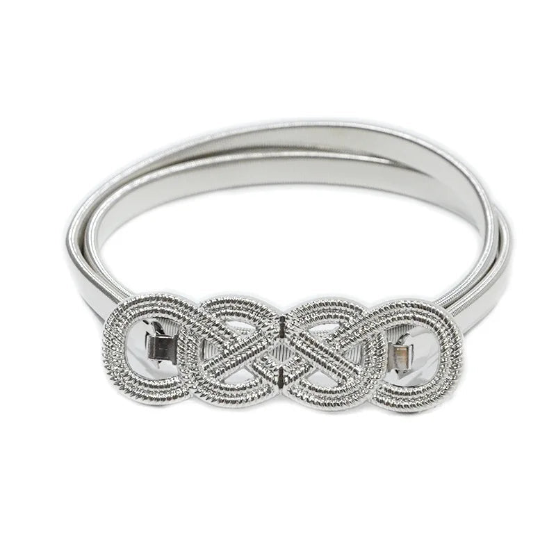 Cloud Double Buckle Fashion Belt-Tiffany Silver-State of Style