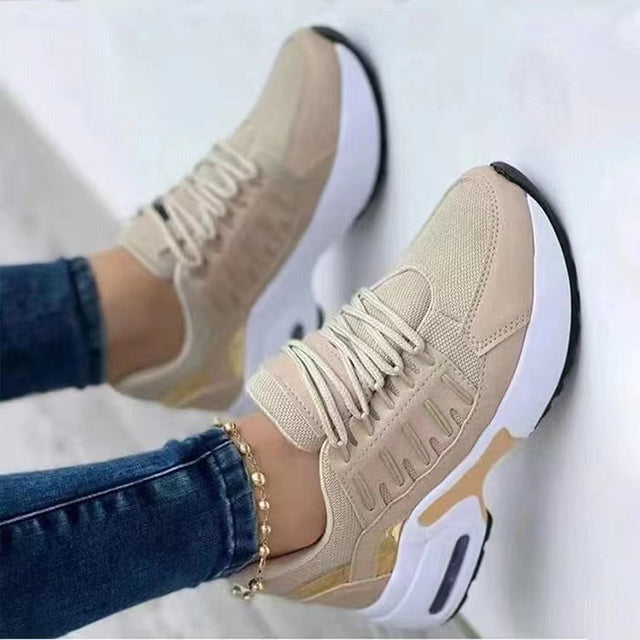 CloudStride Air | Casual Sneakers with Cushioned Heel for Women-Khaki-3.5-State of Style