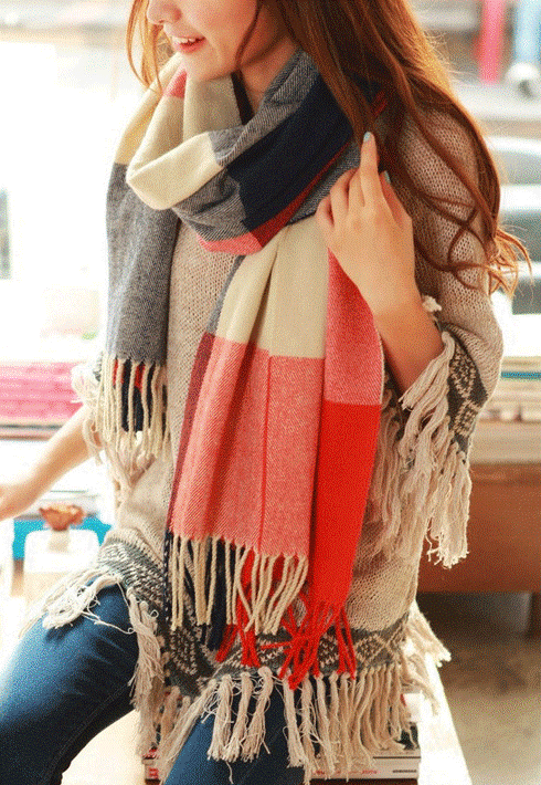 Coleen Cashmere Scarf | Soft & Stylish Winter Accessory-Red Blue-State of Style