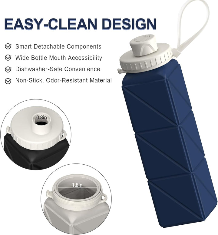 Collapsible Silicone Bottle – 610ml, Leak-proof & Portable-Black-State of Style