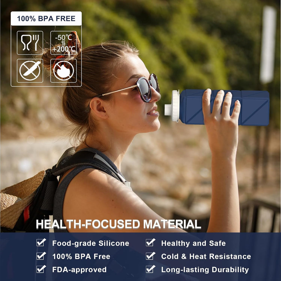 Collapsible Silicone Bottle – 610ml, Leak-proof & Portable-Black-State of Style