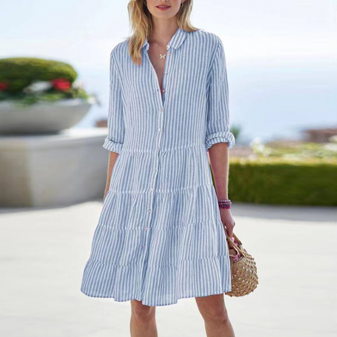 Colorful Summer Dress – Liora-Blue-S-State of Style