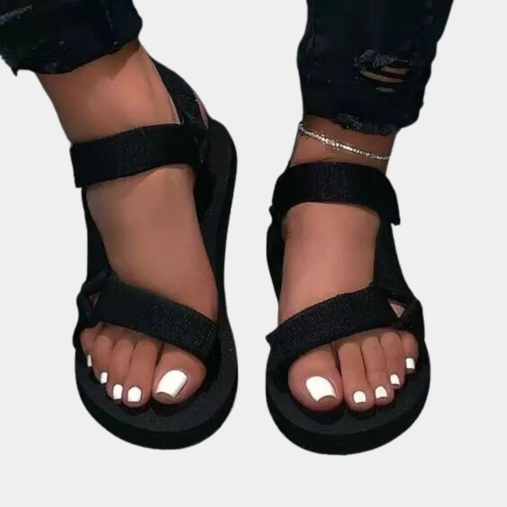 Colour Block Women's Sandals with Comfort Sole – Chloé-Black-3-State of Style
