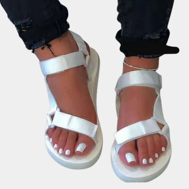 Colour Block Women's Sandals with Comfort Sole – Chloé-White-3-State of Style
