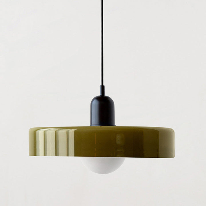 Coloured Glass Pendant Light – BauLume-25 x 18 cm-Green-Black-State of Style