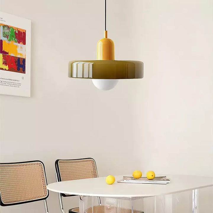 Coloured Glass Pendant Light – BauLume-25 x 18 cm-Green-Red-State of Style